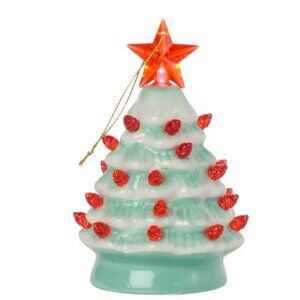 Mr. Christmas 5in. LED Nostalgic Holly Ceramic Tree BRAND-NEW w/ALL tags